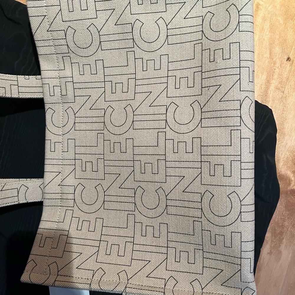 Celine Beige Logo Canvas Triomphe Tote with Brown Leather Trim - Picture 4 of 4